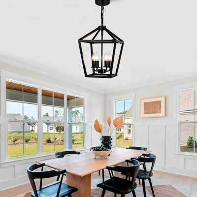 4- Luminaire suspendu noir, plafonnier industriel avec cage ouverte, douille E12, luminaire suspendu réglable pour la salle à manger, ampoule, îlot de cuisine à hauteur
