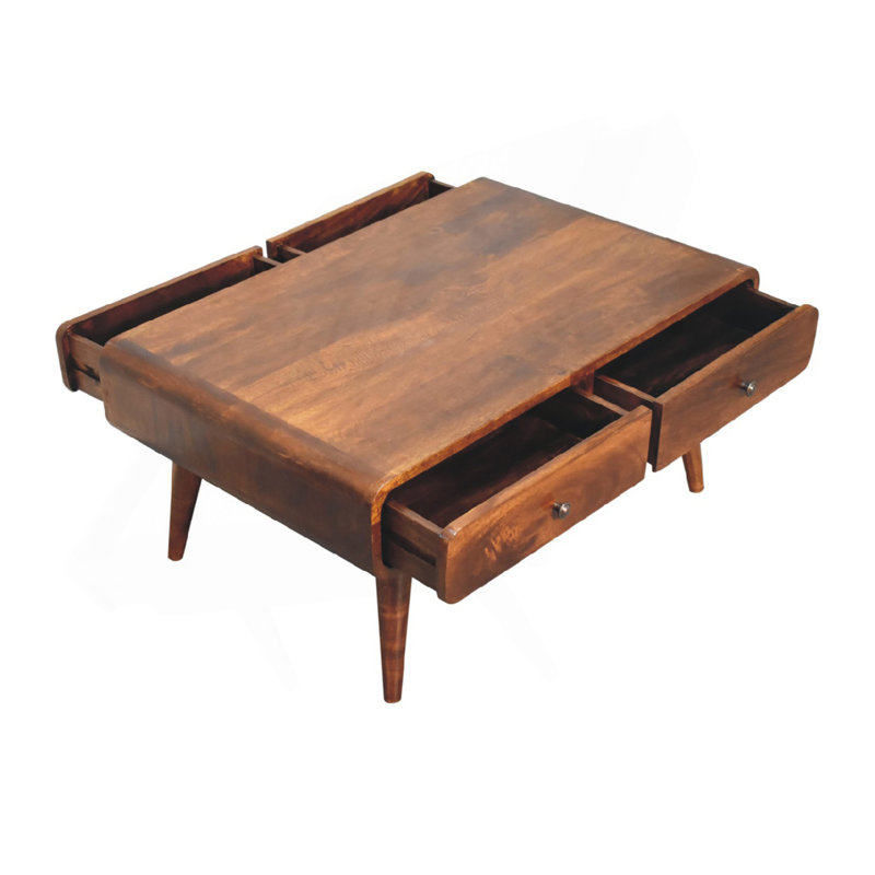 Table basse Sonata, 4 tiroirs, pieds nordiques, brun châtaignier, Châtaigne