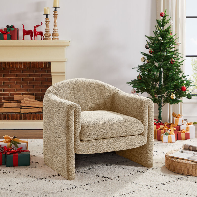 Sephine 31.2" Upholstered Nordic-style Accent Chair, Camel Boucle