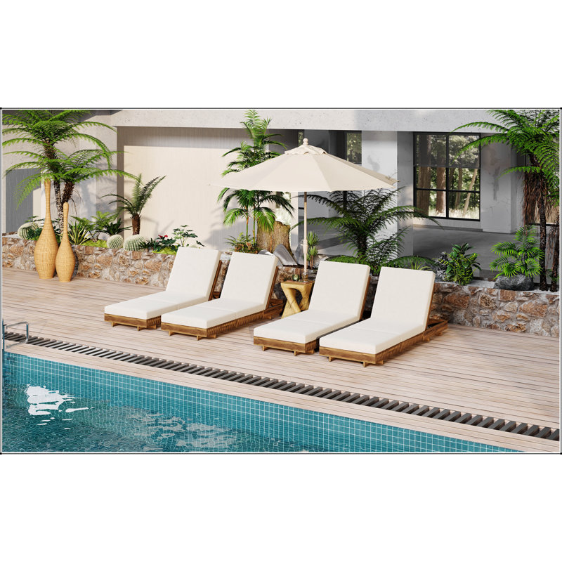 Chaise longue d'extérieur avec dossier réglable à 6 positions, bois d'acacia durable, parfait pour la détente et le confort