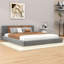Grand lit plateforme tapissier en bois avec tête de lit-890168721