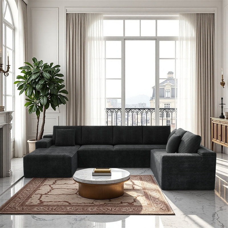Siège de canapé modulaire en velours côtelé de 131,9 pouces