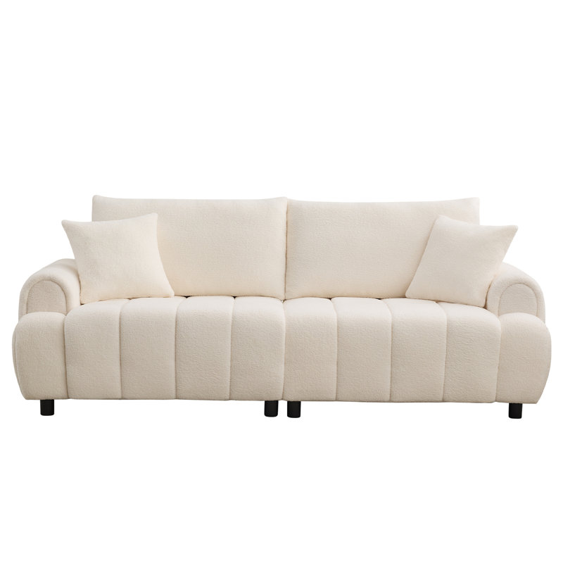 88,6 po de large canapé Sherpa moderne, canapé en tissu polaire moelleux pour le salon, Beige