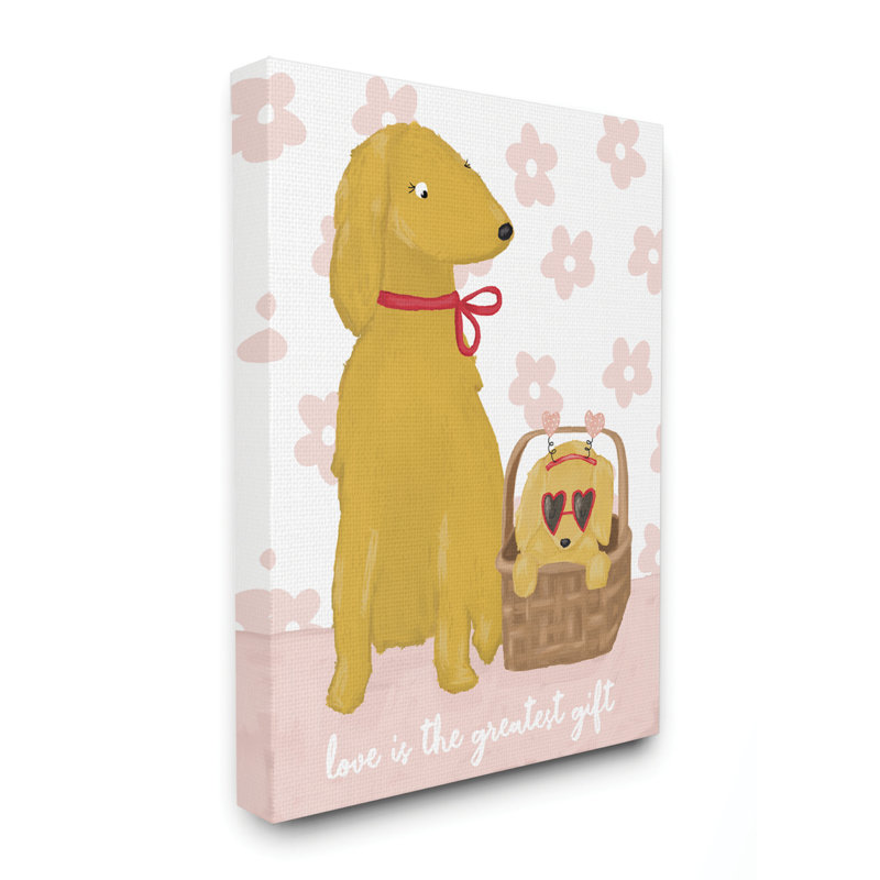 « dog family love rose yellow animal », impression, Toile tendue, H 16 po x l 20 po