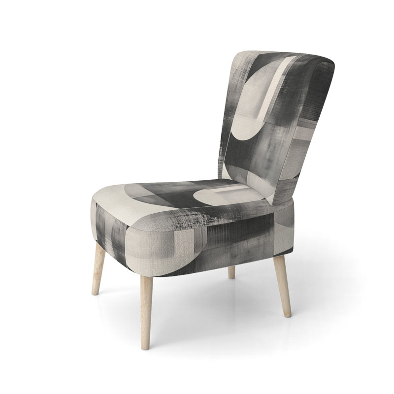 Chaise d'appoint à formes abstraites - Chaise d'appoint à géométrie noire et blanche Minimal Curves II, Side Chair Armless