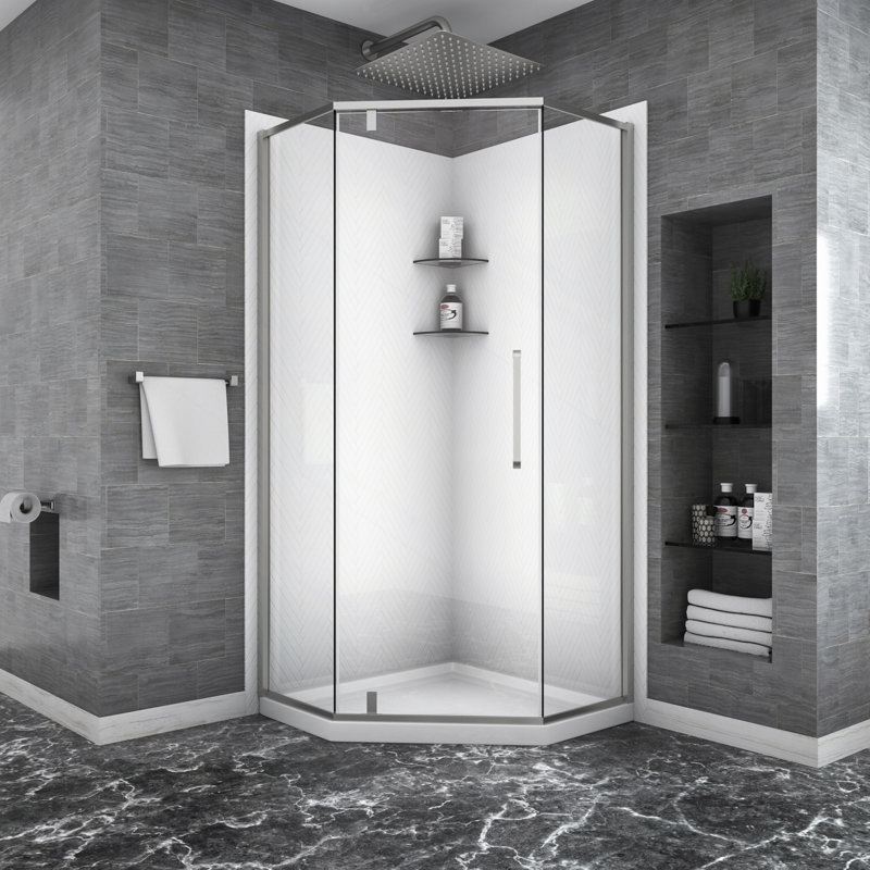 Cabine de douche semi-sans cadre à charnière, 5/8 po (8 mm)