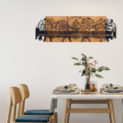 Élégant accessoire mural décoratif en bois, noir et noyer, 30,1 po x 9,6 po | Structure 100% bois robuste (épaisseur: 1,2 po) et 100% métal durable (épaisseur: 0,05 po) | Parfait pour la décoration intérieure et les présentoirs élégants