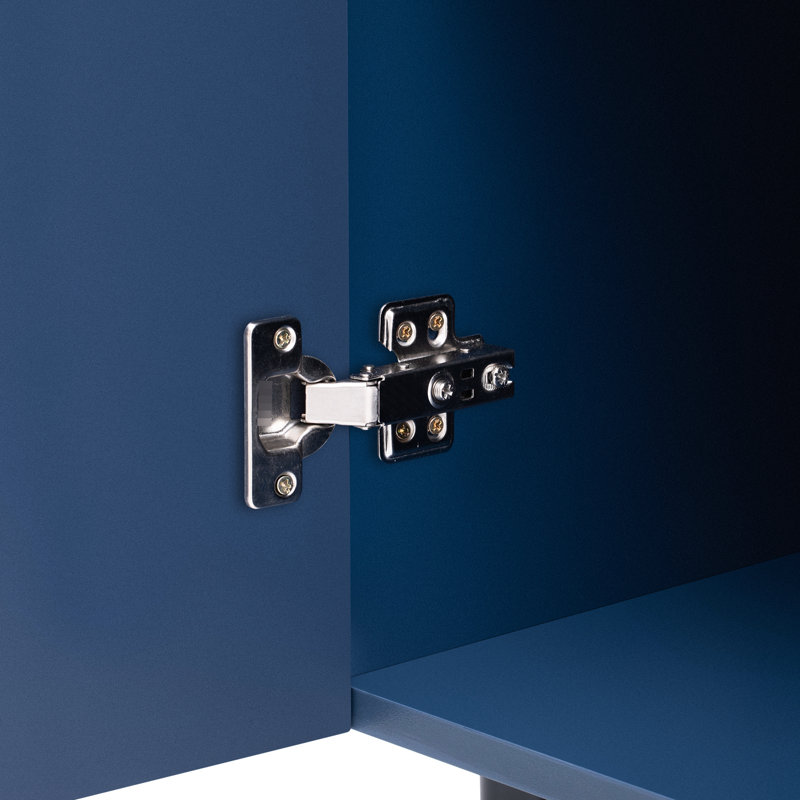 2 armoires modernes pour meuble télé - bleu marine, étagères réglables, porte géométrique chic de 2 côtés contemporains et fonctionnels avec tablettes