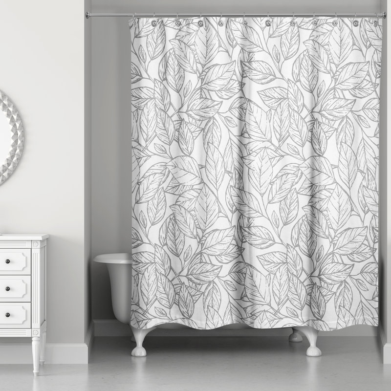 Rideau de douche simple à motif floral deralyn, Gris