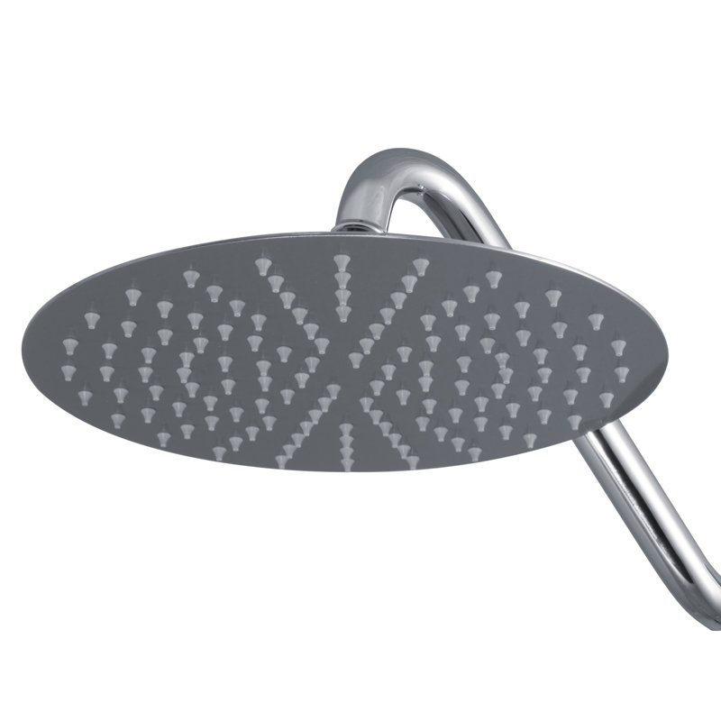 Island Falls 10-in Low Profile Rain Showerhead with Swivel Ball Brass Joint and Soft Silicone Tips