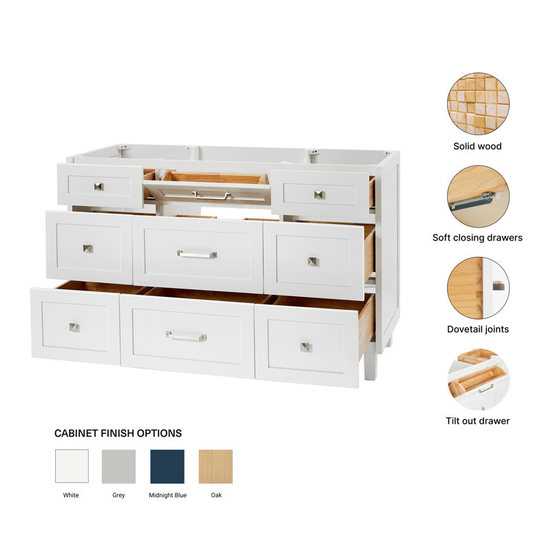 ARIEL Monroe 54 Single Bathroom Vanity Base Only, White