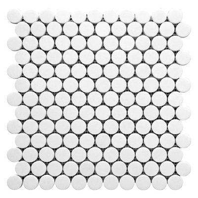 Carrelage rond en mosaïque de marbre blanc poli 11 x 12 Nubes (4,47 pieds carrés / caisse) - paquet de 5