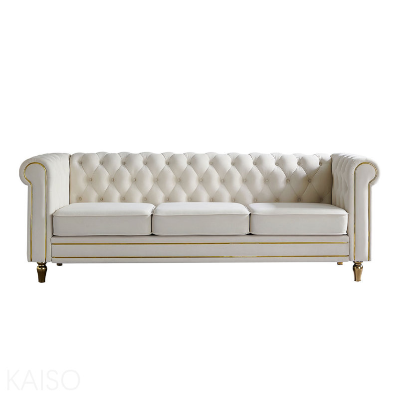 Canapé en velours 84,65 po pour salon couleur beige, Beige