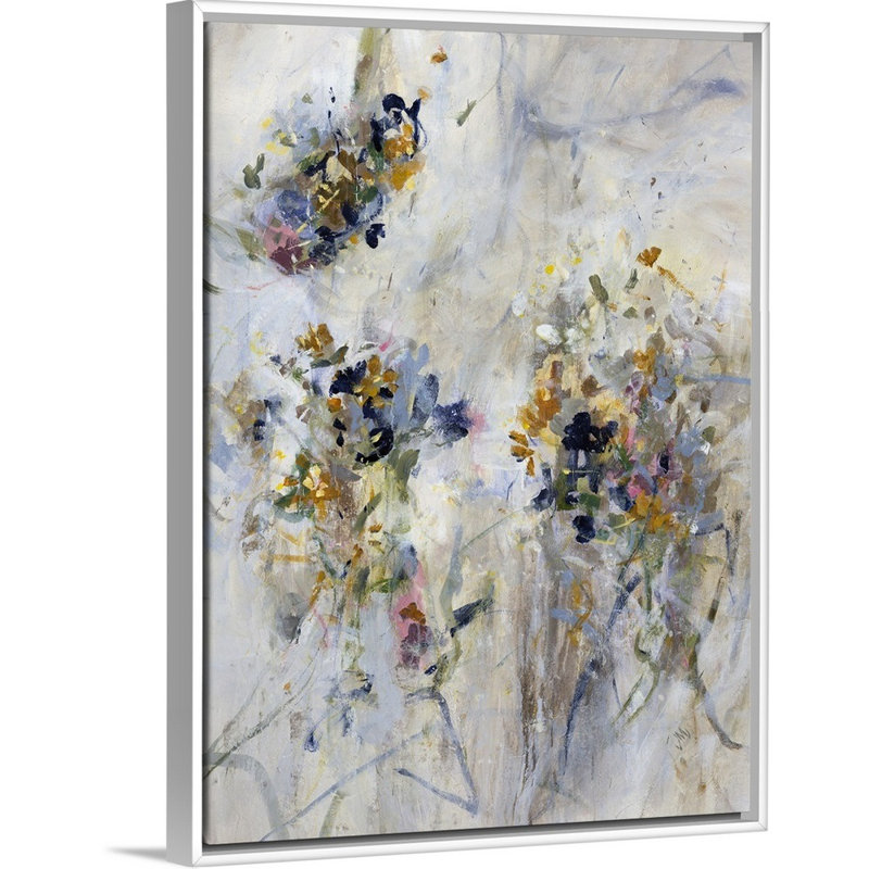« blended pétales i », peinture sur toile, Cadre flottant blanc, H 17,7 po x l 13,7 po x P 1,75 po