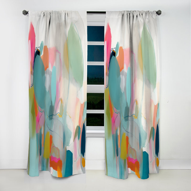Pink Blue Minimalism Fluidity IV - Minimalism Curtain - Blackout Abstract Curtain - 1 Panels, 52" W x 108" L