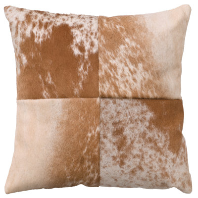Wooded River Speckled Light Brown Leather Pillow - Fabric Back