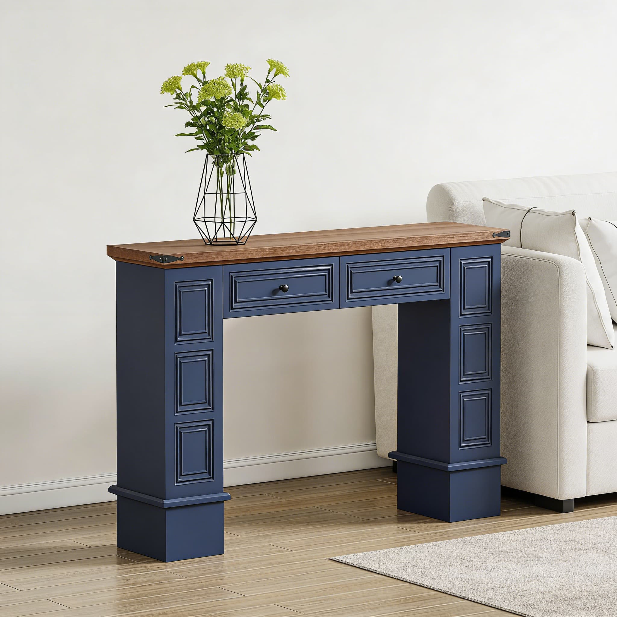Latitude Run® Farmhouse Console Table With Storage Drawers And Non-Tip ...