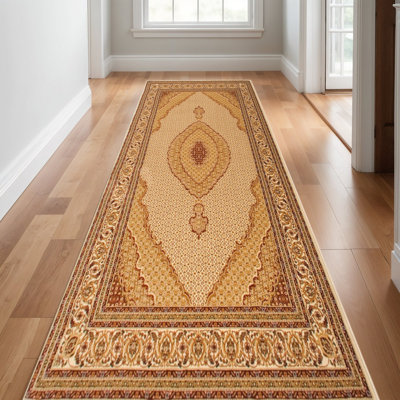 12' Beige And Cream Moroccan Runner Rug