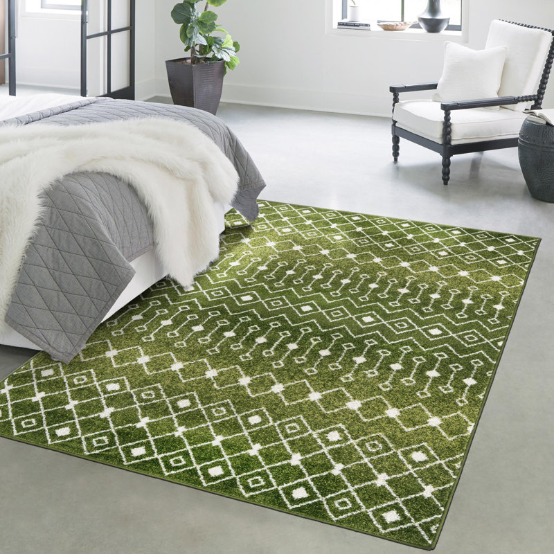 Tapis d'intérieur Somerville, Green/Cream, Rectangle 10' x 13'