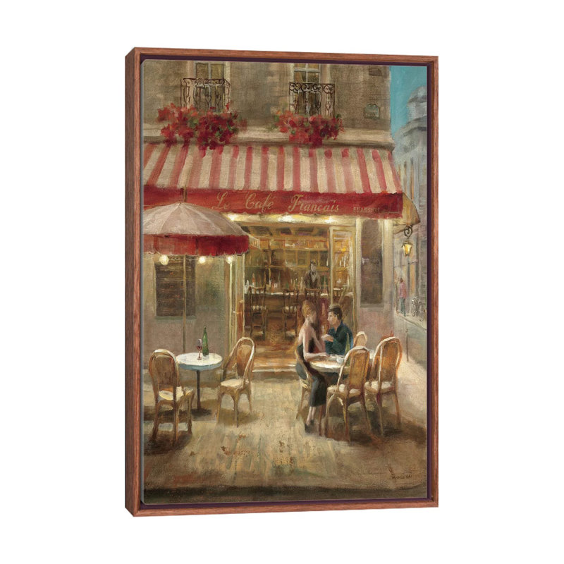 «Paris Cafe II Crop» par Danhui Nai - reproduction d'art, H 60 po x l 40po x P 1,5 po, Toile classique avec cadre brun