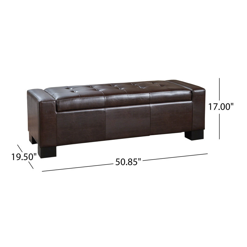 Banc de rangement rembourré de style Mid-Century, banc de rangement pour chambre et entrée, Brun