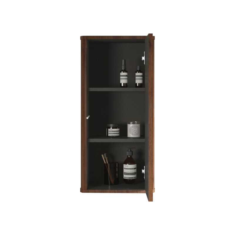CC0414S305 Armoire latérale flottante rayée pour salle de bain, rangement mural pour petits espaces, pré-assemblée, Noyer