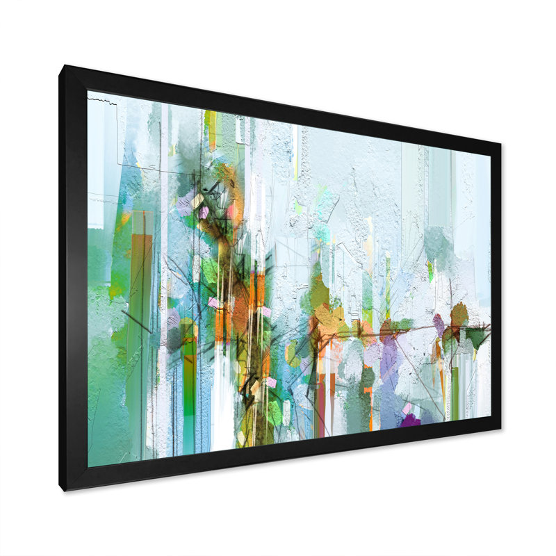 «Grunge Abstract Green White Impression», reproduction sur toile flottante, Cadre noir, H 8 po x l 12 po x P 1 po