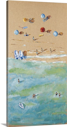Entre mer et sable i-imprimé Adolf Llovera, H 30 po x l 16 po x P 1,5 po, Toile