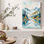 Art mural sur toile Misty Mountains and Pine Forest Reflection in Lake-1389817153