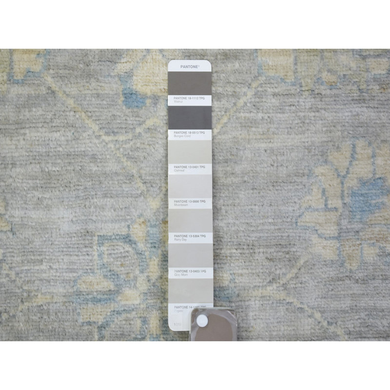8'x10' Cloud Grey Wool Hand Knotted Finer Peshawar Rug B3DC642FB28D4CB1ADE6C0A1993472F0