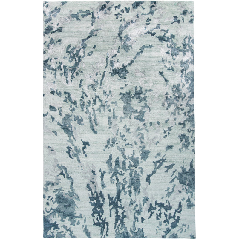 Tapis bleu touffeté à la main Mcmurtry, Rectangle 3 pi 6 po x 5 pi 6 po