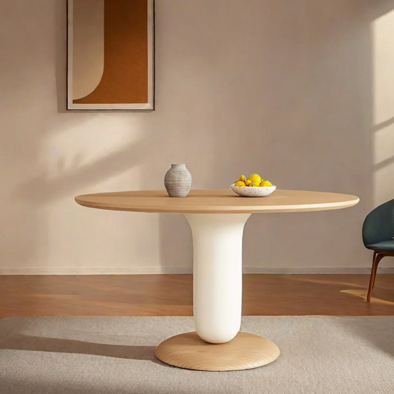 Mialyn Ash Round Solid Wood Dining Table, 51.18" W x 51.18" L
