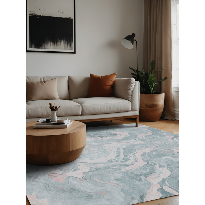 Machine Washable Beige Area Rug, Square 7'