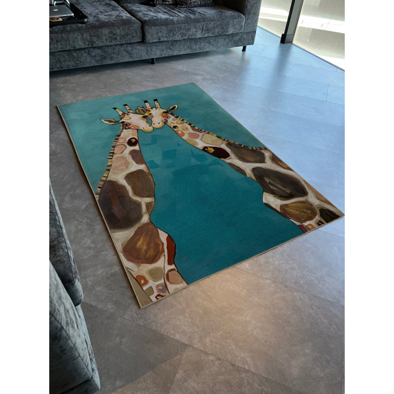 Tapis d'intérieur / extérieur bleu en polypropylène tissé à la machine salesin, Rectangle 2 pi 7 po x 4 pi 11 po