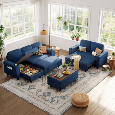 Sherry 3-Piece Upholstered Livingroom Set, Included 81'' Sectional, 56'' Sofa Bed & 40.55'' Ottoman