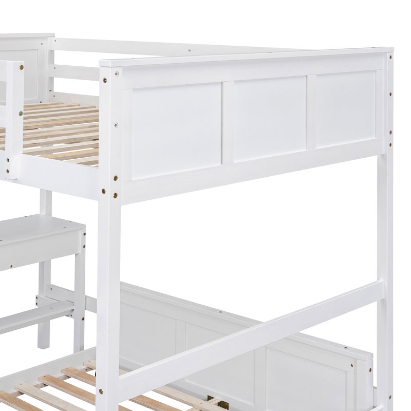Lit superposé avec bureau, Blanc