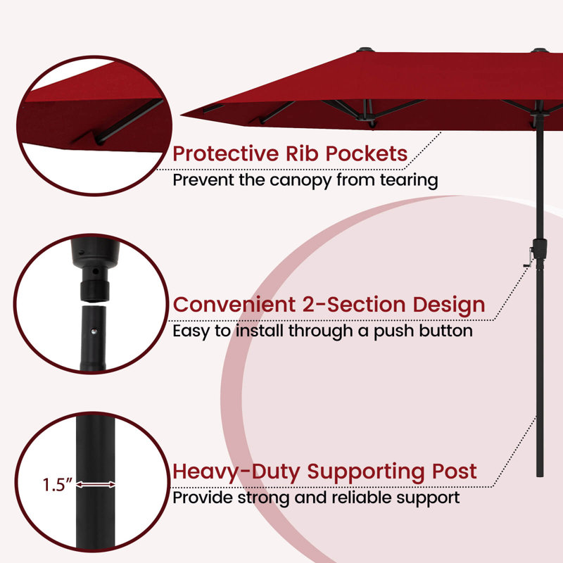 Parasol de marché pour table 13 po, Red