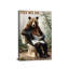 Bear Bathroom Canvas Wall Art Picture Funny Forest Animal Poster Prints Humorous Bear Sitting On The Toilet Painting Wall Decor for Washroom Restroom 12x16in Framed Ready To Hang