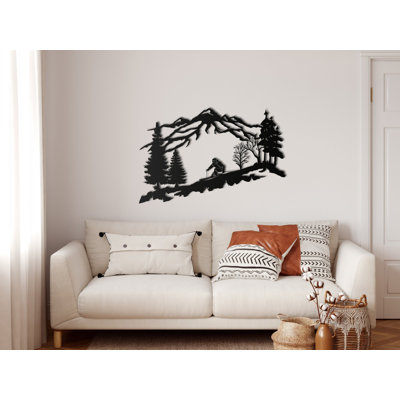 Skier, décoration murale en métal pour la maison et l'extérieur - Décoration murale géométrique murale