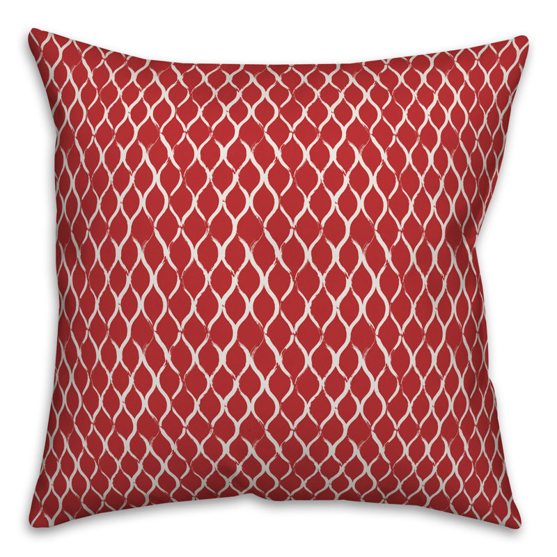  Coussin en résille, 18 po x 18 po, Rouge / Blanc