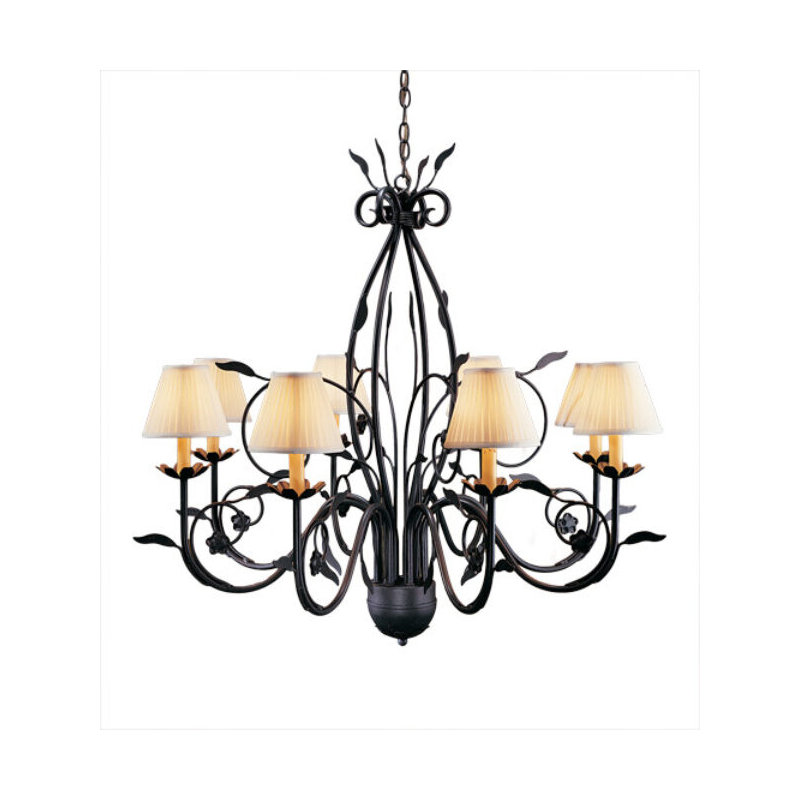 Bordeaux 8 - Light Chandelier, White Parchment, Antique Iron Gate