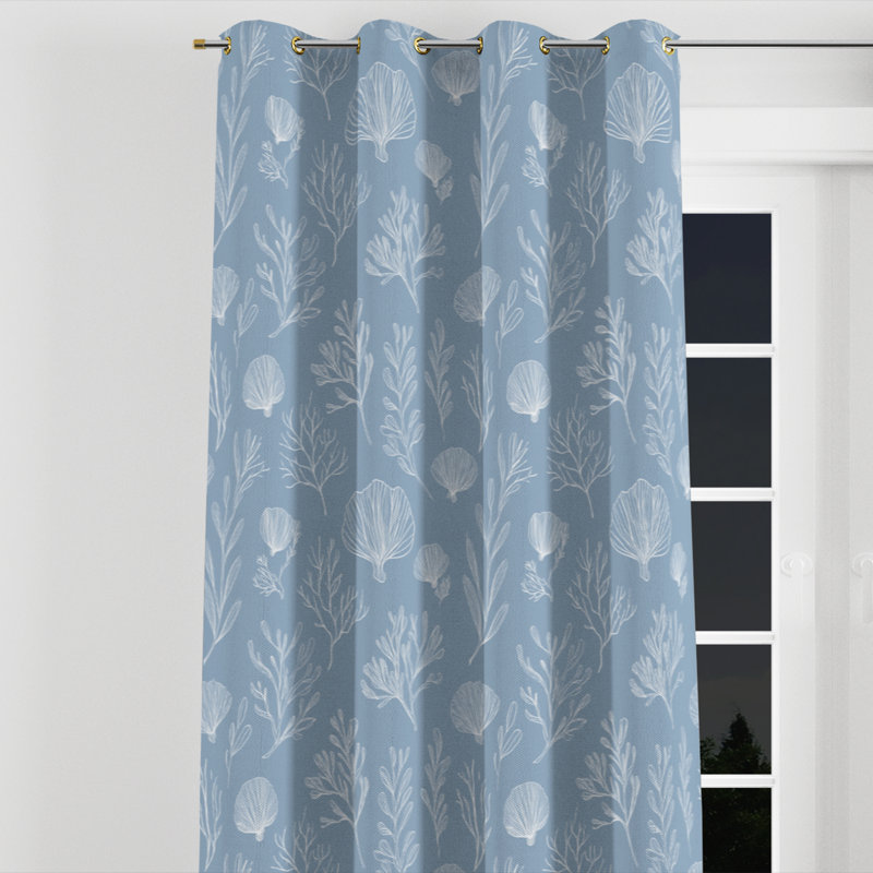 Rideaux Coastal pour chambre à coucher - Rideau à œillets à motif de plage de corail abstrait - 1 panneau, L 52 po x L 120 po
