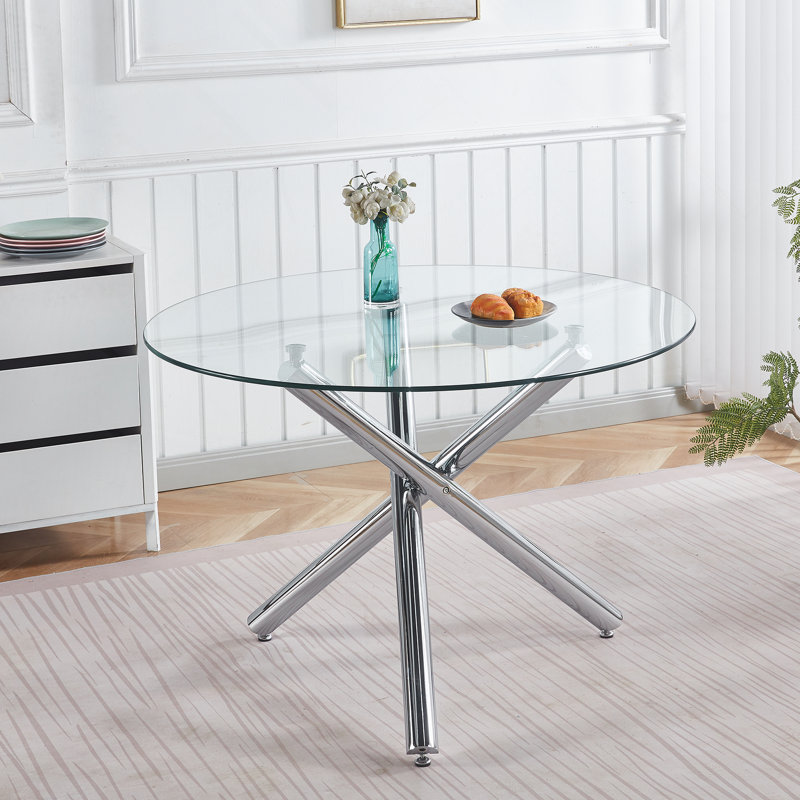 Table de salle à manger Golden, 29.13" H x 43.3" W x 43.3" D, Silver