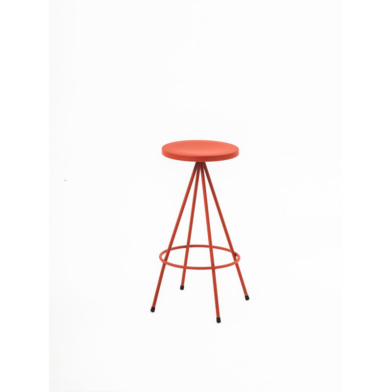 Anakie Powder Coated Steel Outdoor Stool, Coral Red