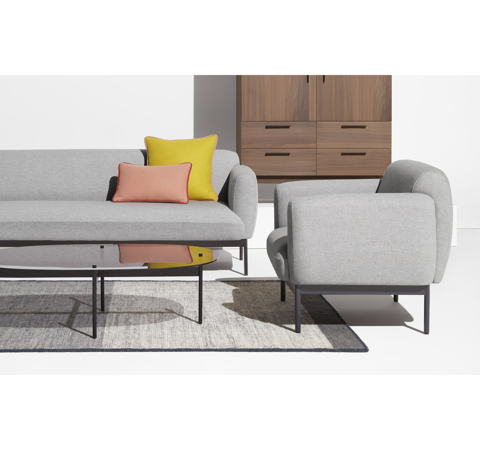 Flume Coffee Table, Smoked/Black, 14" H x 47" W x 31" D
