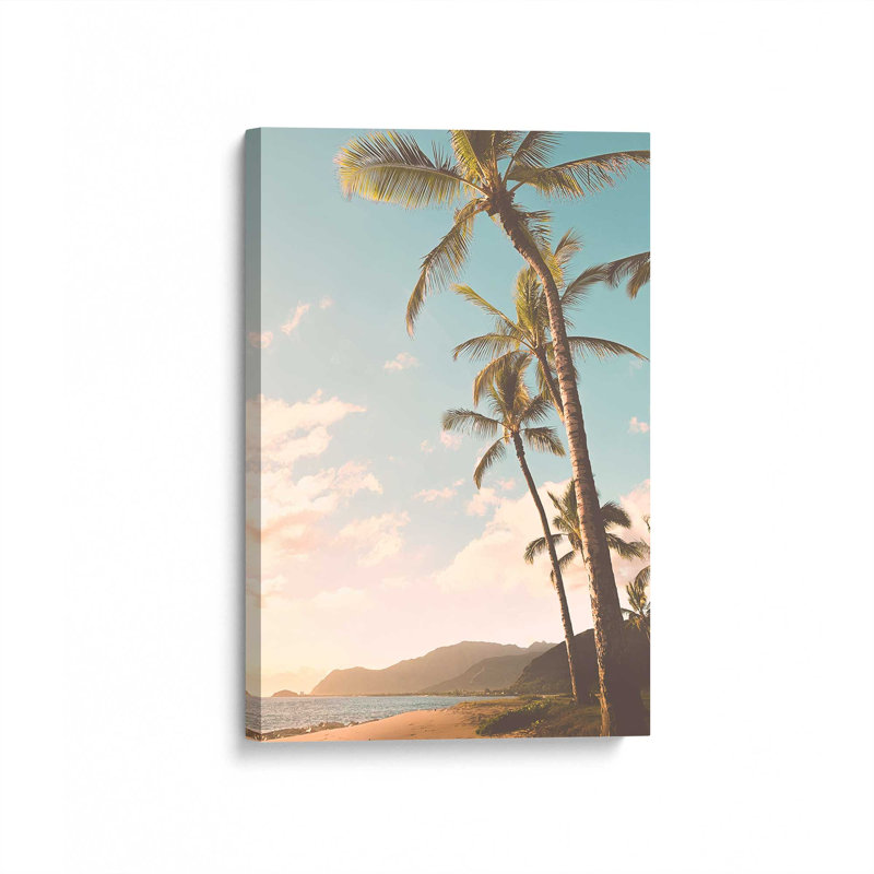 «Soft Sunset Palms», reproduction d'art sur toile, Toile tendue, 20 po x 30 po