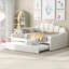 Full Size Upholstery Daybed Frame With Shall Shaped Backrest  And Trundle-923260834