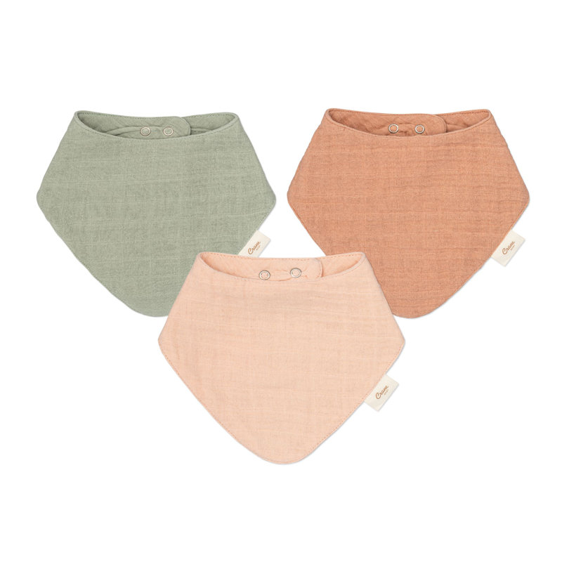 Kaleidoscope 3Pc. Muslin Bib Set - Rose, Green