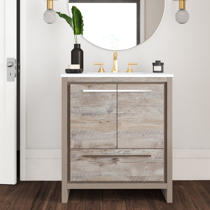 Tulughan Modern 30" Single Bathroom Vanity Set - Nature Wood, Natural Wood