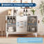 Buffet polyvalent à cannelures - 3 tiroirs, 2 portes, tablettes réglables, armoire de rangement de 47,2 po pour la cuisine, la salle à manger, le café-bar, le vestibule - mobilier de salle à manger moderne, blanc-1983053560